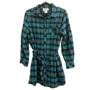 Back in the Saddle Flannel plaid tunic shirt size L equestrian